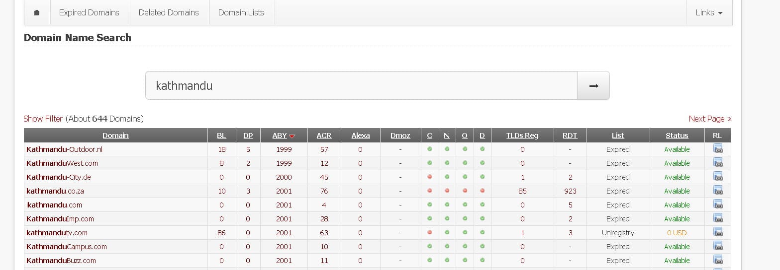 partial match domains for the keyword 'kathmandu'